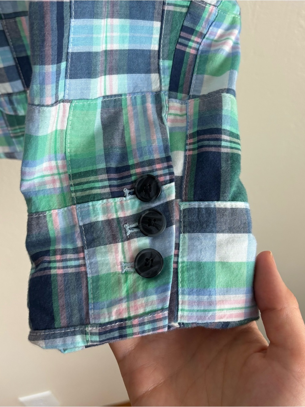 Talbots Summer Blazer Size 4 Madras Plaid Patchwork 100% Cotton Coastal Preppy - Picture 6 of 9